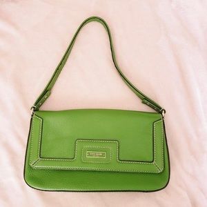 green Kate Spade baguette shoulder bag.